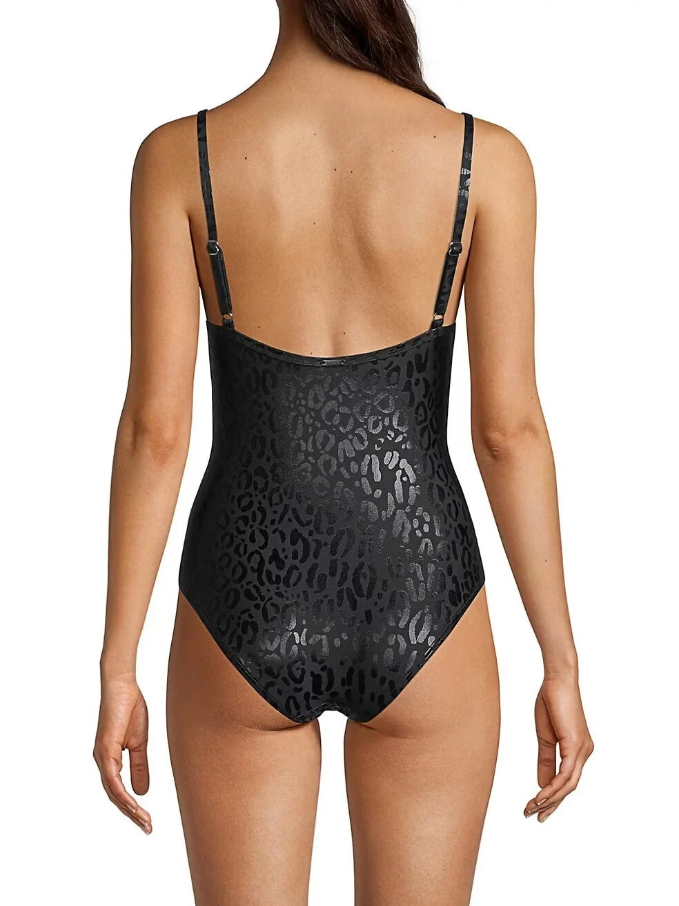 DKNY ebony Leopard-Print One-Piece Swimsuit, US Small