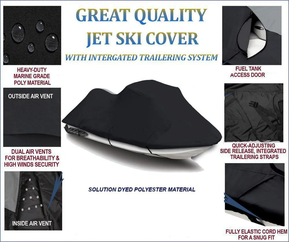 ebony PWC 600D JET SKI Cover Compatible for Polaris Virage TX 2000 2001 2002